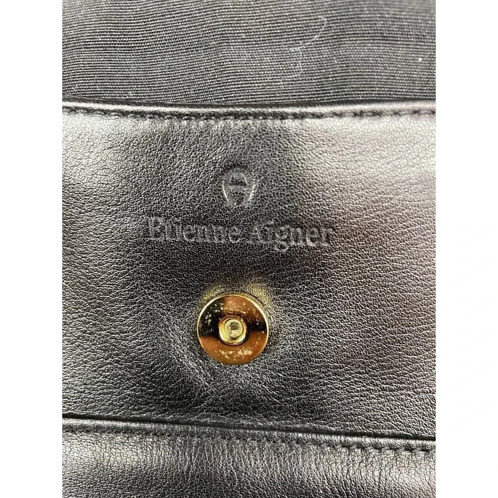 Etienne Aigner Black Leather‎ Shoulder Bag Womens Handbag Purse